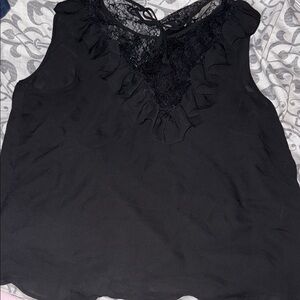 Elegant Black Lace Trim Women's Top
